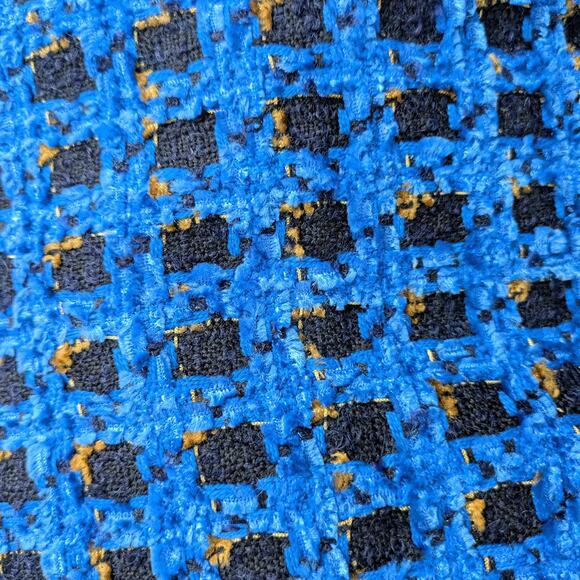 Vtg ESCADA Saks Fifth Avenue Blue Tweed Skirt Wool Mohair Grid 44 - Picture 5 of 8